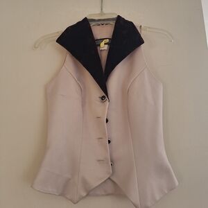 Cachet Elegant Cream Vest with Dark Collar